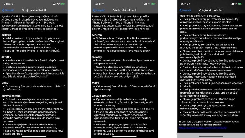 Aktualizácia iOS 13.1